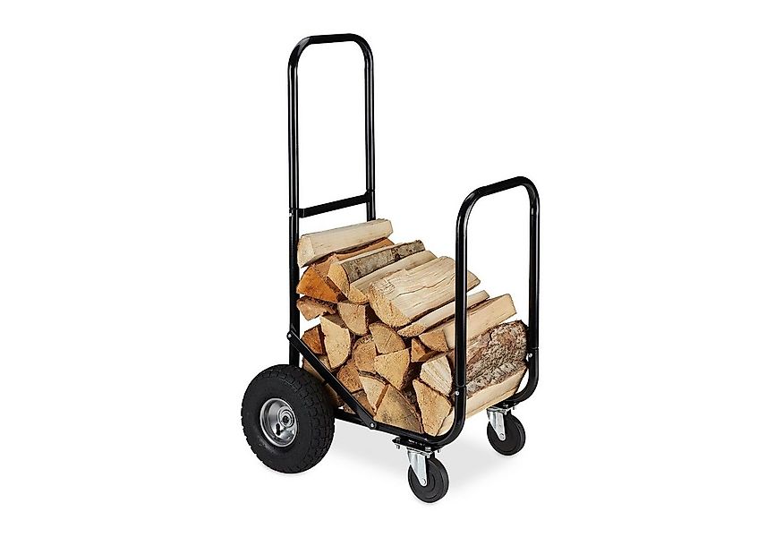 relaxdays Kaminholzregal Kaminholzwagen mit Reifen und Rollen, BxTxH:52x58x günstig online kaufen