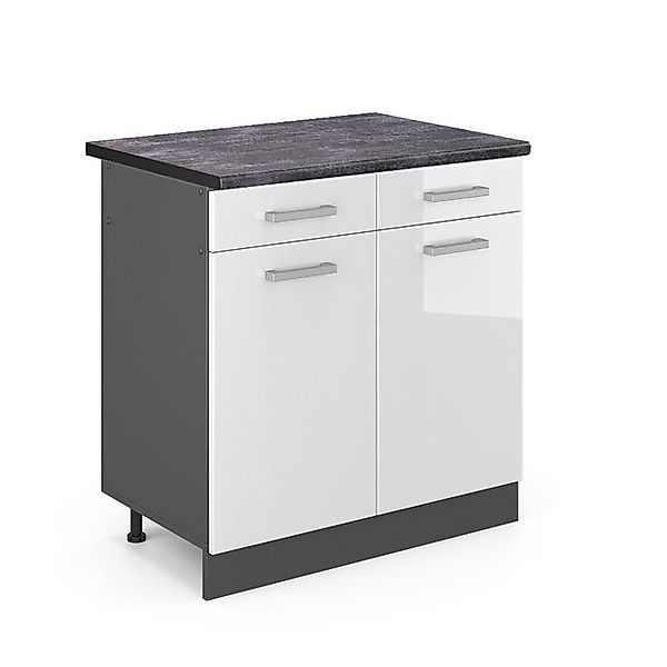 Vicco Küchenunterschrank R-Line Weiß Hochglanz/Anthrazit 80 cm AP Anthrazit günstig online kaufen