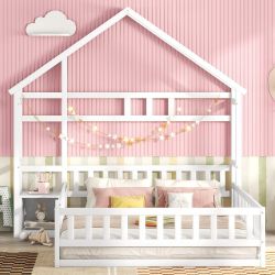 Flieks Kinderbett, Massivholzbett Hausbett mit Nachttisch günstig online kaufen