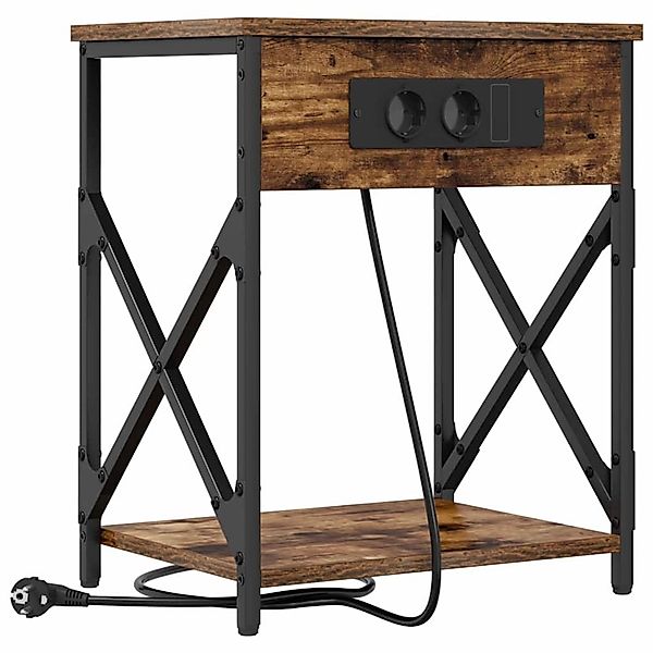 vidaXL Nachttisch mit Ladestation Räuchereiche 41 x 31 x 51 cm 859509 günstig online kaufen
