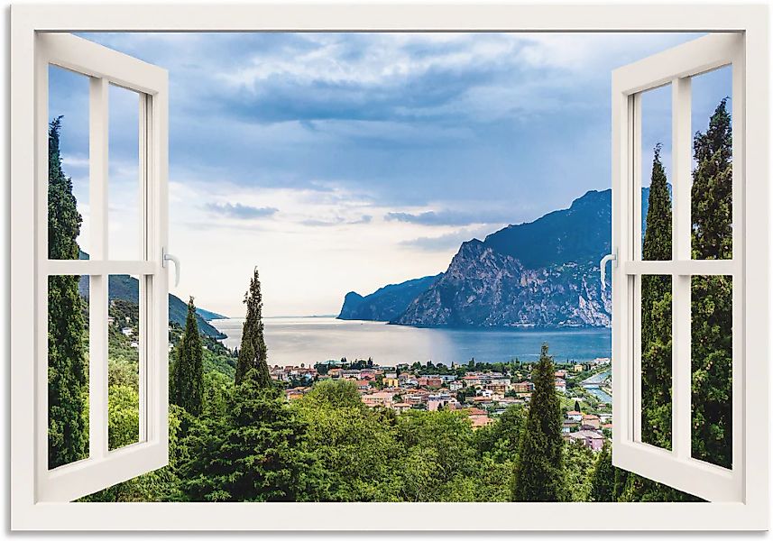 Artland "Gardasee durchs weiße Fenster" Seebilder 1 Stk. tlg. als Alubild, günstig online kaufen