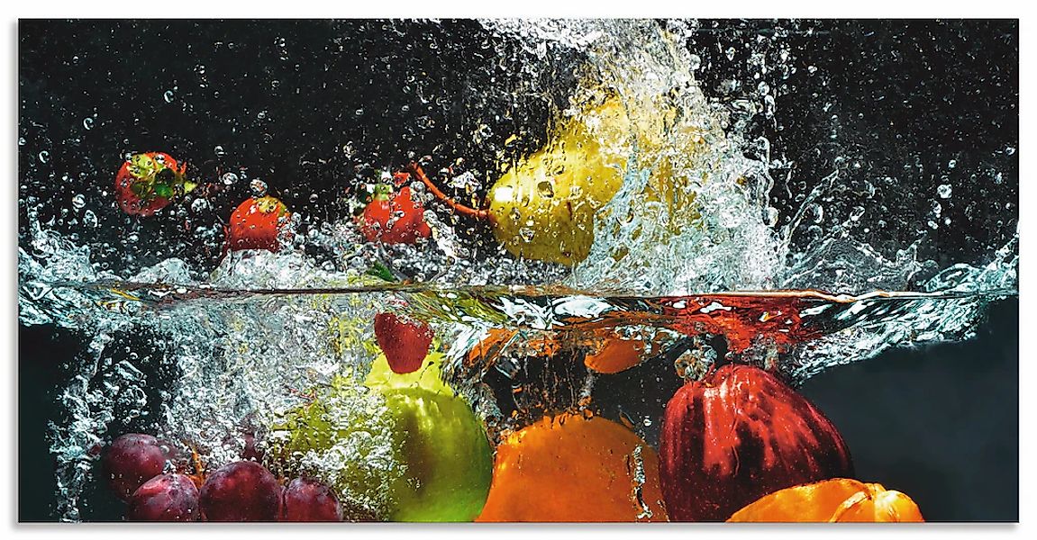Artland "Spritzendes Obst auf dem Wasser" Alu Spritzschutz mit Klebeband, e günstig online kaufen