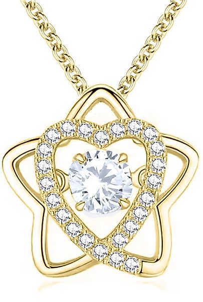 Limana Kette mit Anhänger Stern Herzkette 925 Silber gold Frauen Damen Herz günstig online kaufen