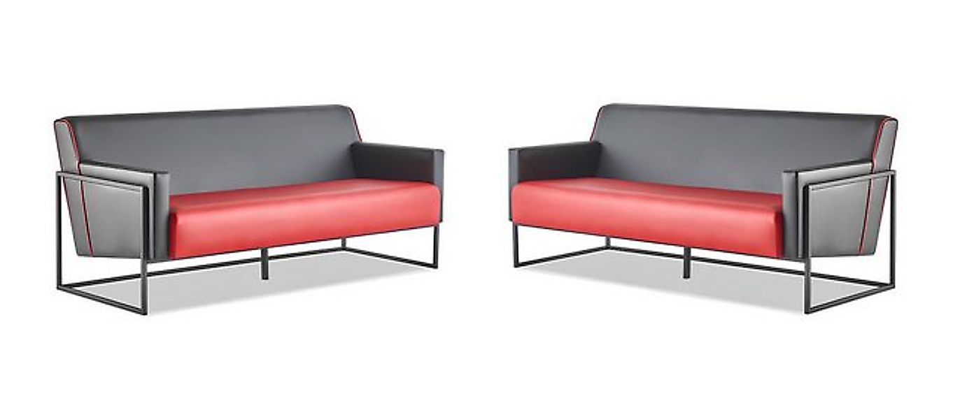 JVmoebel 3-Sitzer Moderner Schwarz Rot Ledersofas Set 3-Sitzer Sofas Sofa-S günstig online kaufen