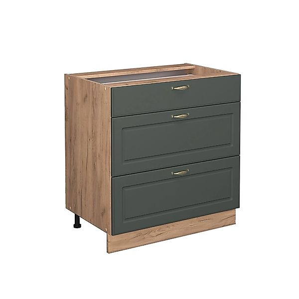 Vicco Küchenunterschrank Fame-Line Grün-Gold Landhaus/Goldkraft Eiche 80 cm günstig online kaufen