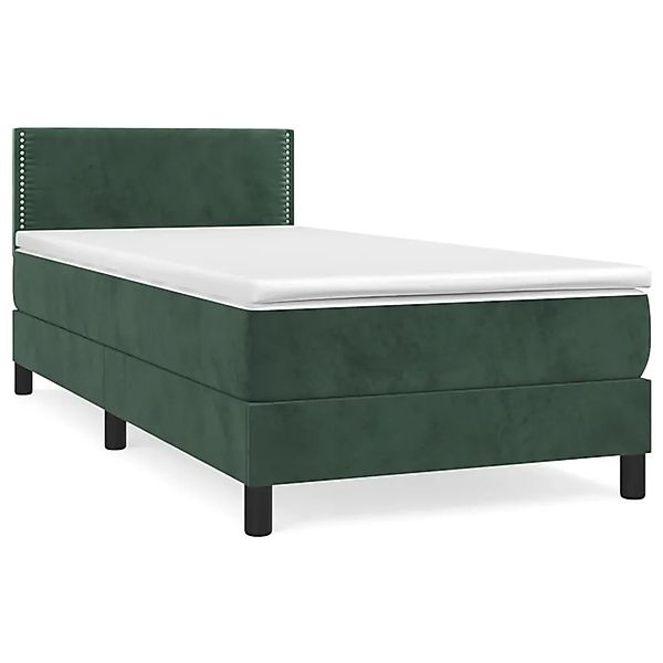 vidaXL Boxspringbett mit Matratze Dunkelgrün 90x200 cm Samt1389902 günstig online kaufen