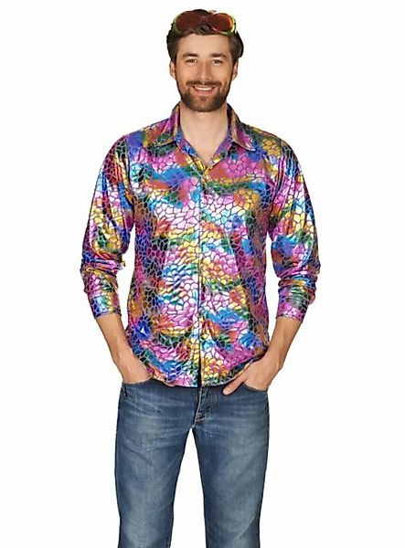 Metamorph T-Shirt Glänzendes Multicolor-Hemd Mehrfarbig glänzendes Hemd mit günstig online kaufen