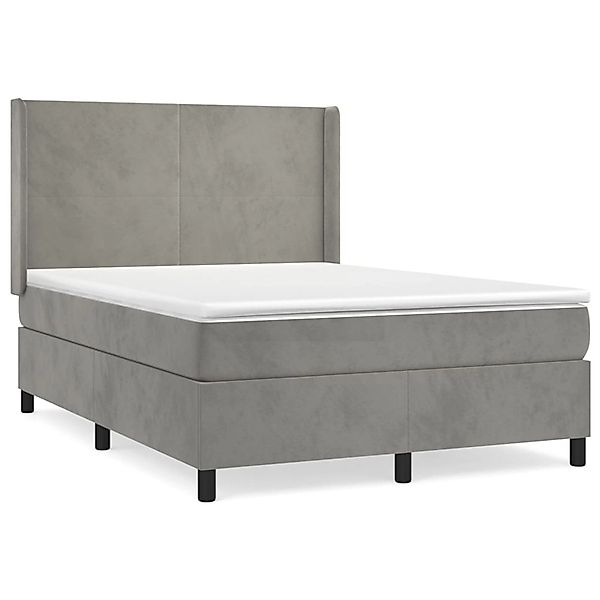 vidaXL Boxspringbett mit Matratze Hellgrau 140x200 cm Samt1396405 günstig online kaufen