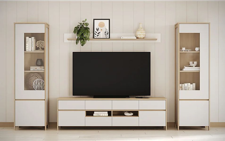 Home affaire Wohnwand "Stranda, moderne Anbauwand, Komplettset im Scandi-St günstig online kaufen