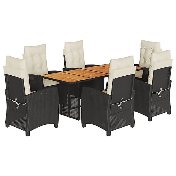 vidaXL 7-Tlg Garten-Essgruppe mit Kissen Schwarz Poly Rattan 3212704 günstig online kaufen
