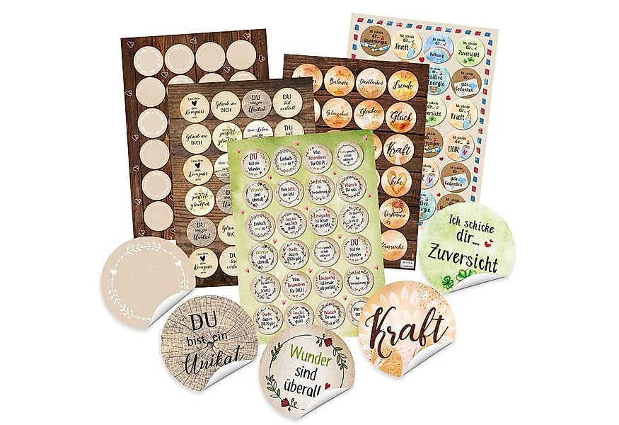 Logbuch-Verlag Dekofigur Sticker SET mit 5 x 24 bunten Aufklebern - Sprüche günstig online kaufen