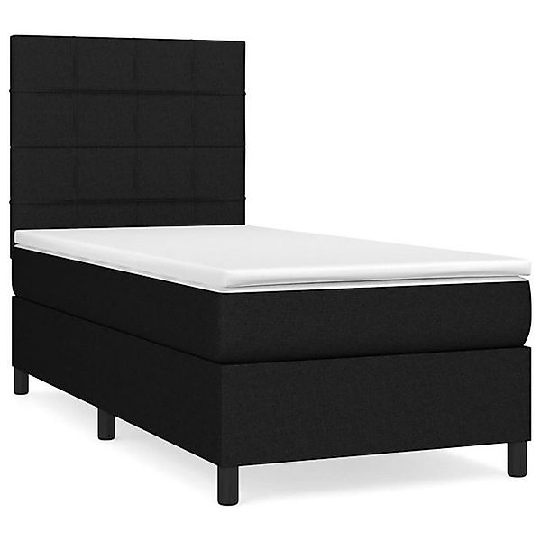vidaXL Boxspringbett, Boxbett mit Matratze Schwarz 90x200 cm Stoff günstig online kaufen