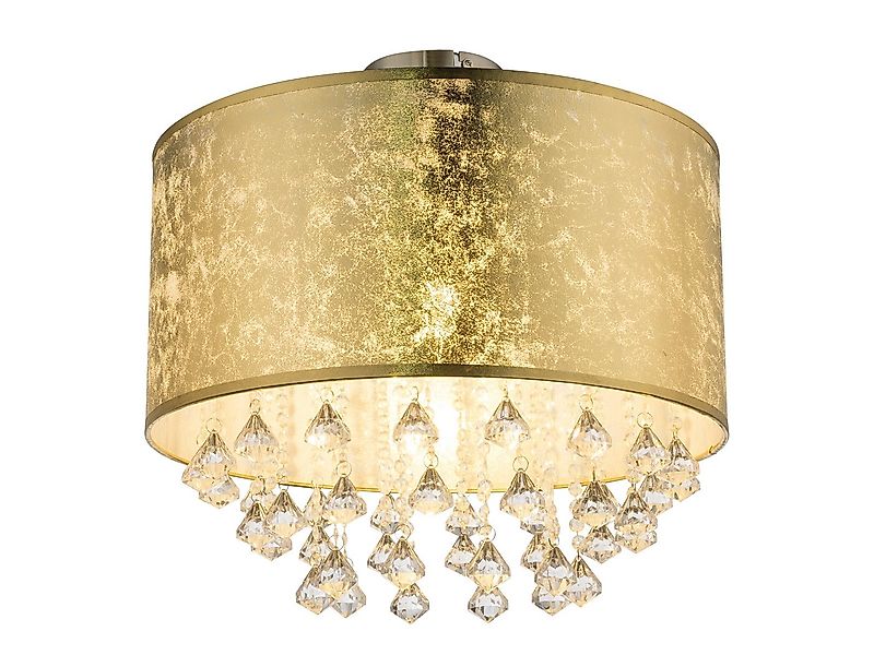 GLOBO LIGHTING LED Deckenleuchte Stoff mit Acryl Kristall Behang Ø 40cm, Di günstig online kaufen