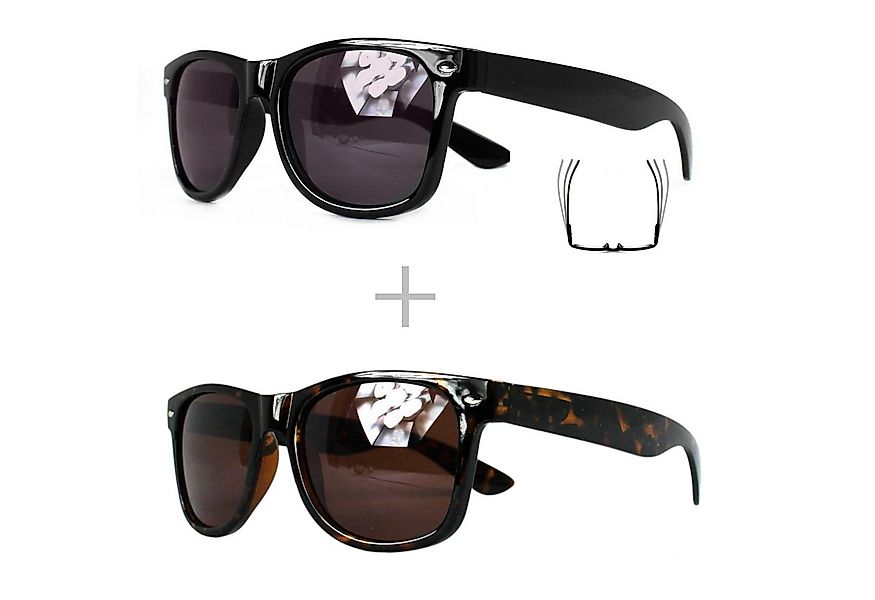 Rennec Sonnenbrille (Spar-Set Retro Sonnenbrillen 1x Schwarz Glanz und 1x S günstig online kaufen