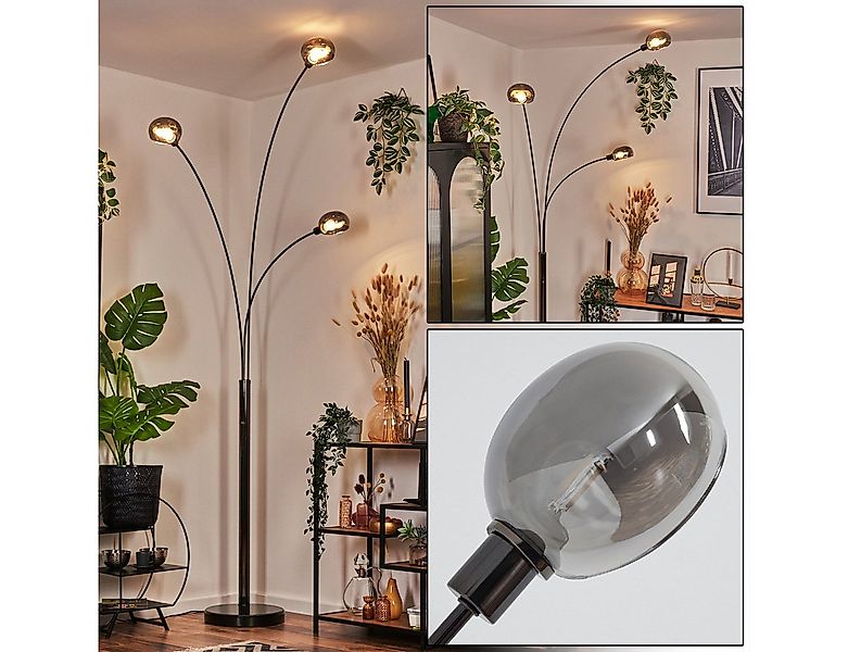 hofstein Stehlampe Stehlampe aus Metall in Schwarz/Chrom/Rauch im Retro-Des günstig online kaufen