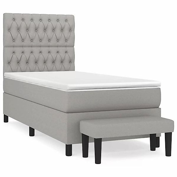 vidaXL Boxspringbett mit Matratze Hellgrau 90x200 cm Stoff1358801 günstig online kaufen