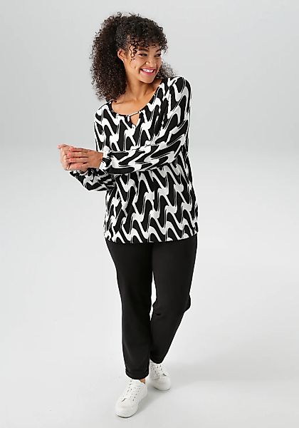 Aniston PLUS Langarmshirt mit grafischer Alloverdruck günstig online kaufen