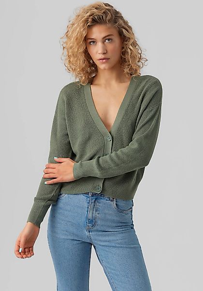 Vero Moda Strickjacke "VMNEWLEXSUN LS SHORT V-NECK CAR GA NOOS" mit Knopfle günstig online kaufen