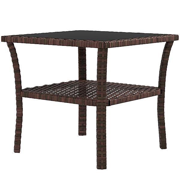 Outsunny Gartenseitentisch aus Kunstrattan 2 Ebenen, 50 x 50 x 45 cm, quadr günstig online kaufen