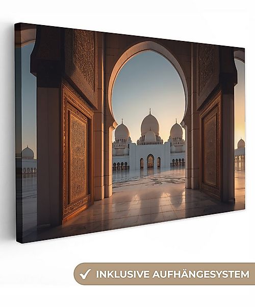 OneMillionCanvasses® Leinwandbild Sonnenaufgang - Weiße Kuppeln - Platz - M günstig online kaufen