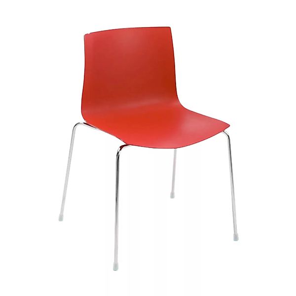 Arper - Catifa 46 Stuhl einfarbig Gestell Chrom - rot/Außenschale glänzend/ günstig online kaufen