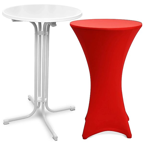 Beautissu Bellini Stehtisch Ø 70cm Weiß mit Stella Stehtischhusse Ø 70cm Ro günstig online kaufen