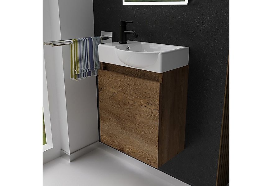 Alpenberger Badmöbel-Set Gäste WC Waschbecken mit Unterschrank - Hängeschra günstig online kaufen