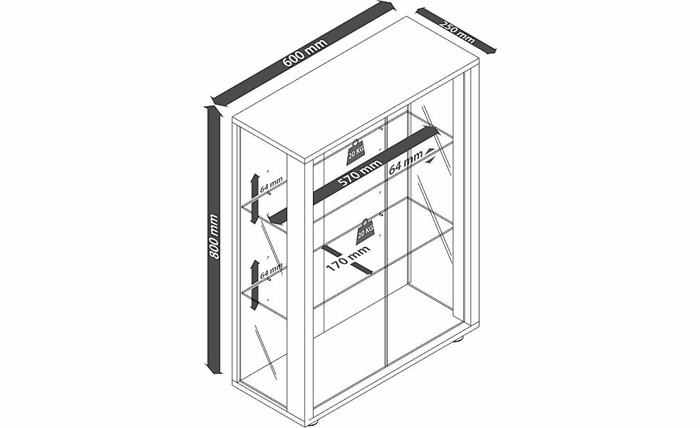 Vitrine ¦ silber ¦ Maße (cm): B: 60 H: 80 Schränke > Vitrinen - Höffner günstig online kaufen