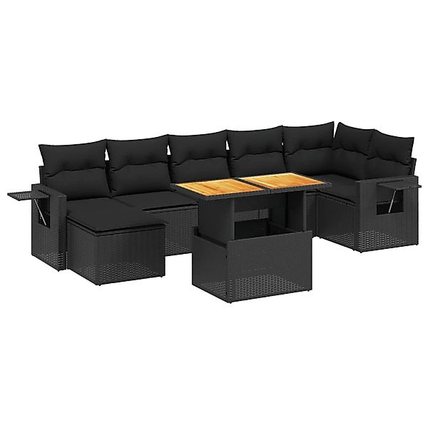 vidaXL 8-Tlg Garten-Sofagarnitur mit Kissen Schwarz Poly Rattan 3271860 günstig online kaufen