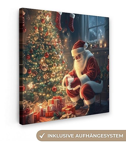 OneMillionCanvasses® Leinwandbild Weihnachtsmann - Kamin - Dunkel, Fotodruc günstig online kaufen