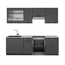 Vicco Küchenzeile Fame-Line, Dunkelgrau/Anthrazit, 240 cm, günstig online kaufen