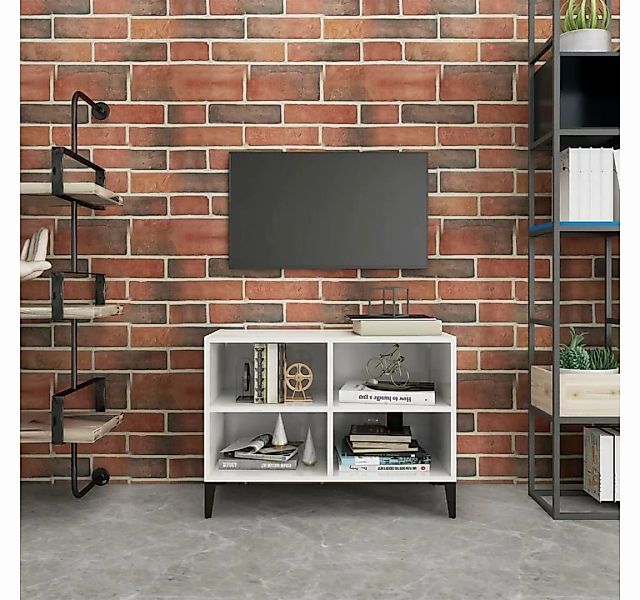 furnicato TV-Schrank mit Metallbeinen Hochglanz-Weiß 69,5x30x50cm günstig online kaufen