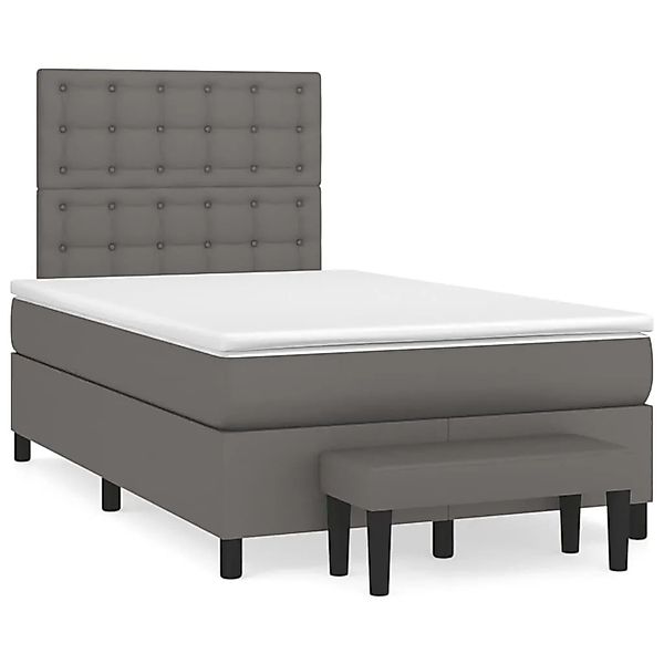vidaXL Boxspringbett mit Matratze Grau 120x190 cm Kunstleder 3270455 günstig online kaufen