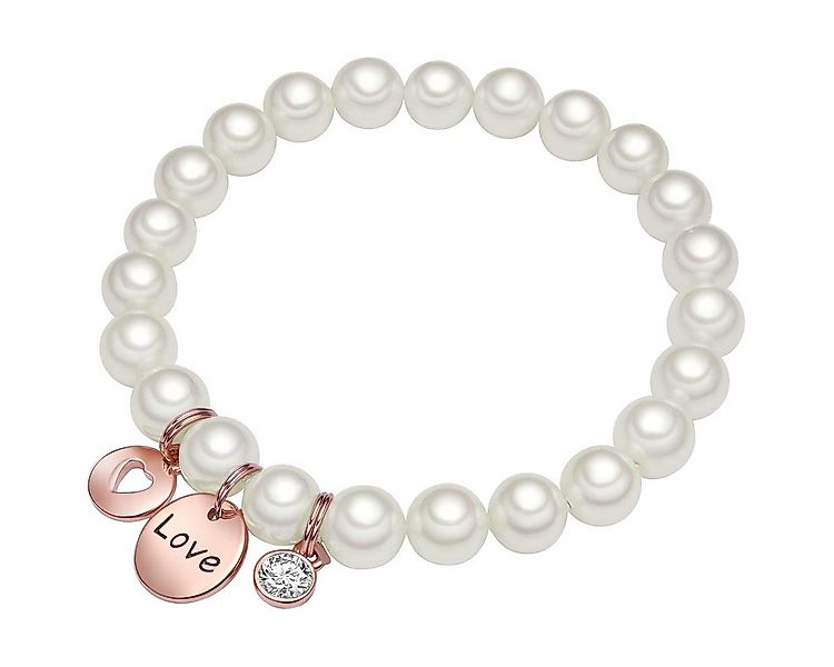 Lulu & Jane Perlenarmband Love weiß, mit Glas günstig online kaufen