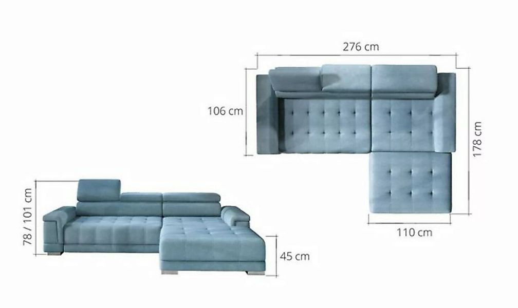 JVmoebel Ecksofa, Ecksofa L-Form Sofa Couch Design Polster Modern Textil günstig online kaufen