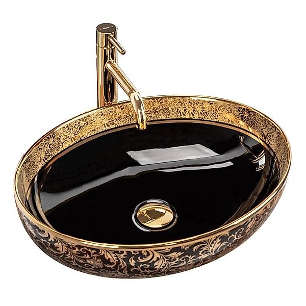 wohnwerk.idee Aufsatzwaschbecken Waschbecken Schwarz Weiß Türkis Gold Orien günstig online kaufen