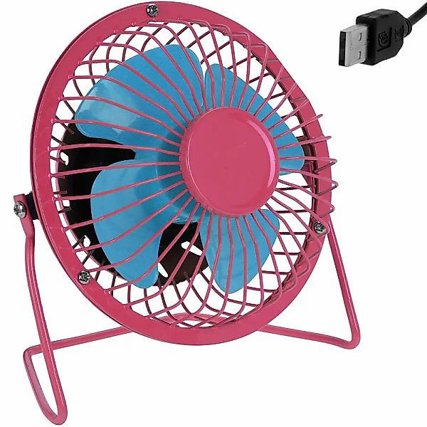 USB Ventilator aus Metall - rosa/blau - Ø 13,5cm günstig online kaufen