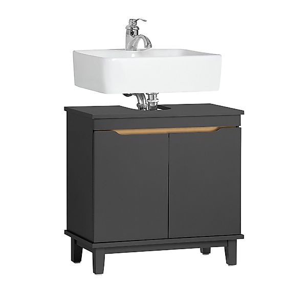 SoBuy Waschbeckenunterschrank Waschtischunterschrank Waschtisch Grau BZR113 günstig online kaufen