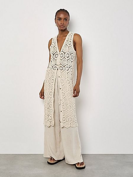 Apricot Cardigan Gehäkelte ärmellose Strickjacke mit tiefem Ausschnitt günstig online kaufen