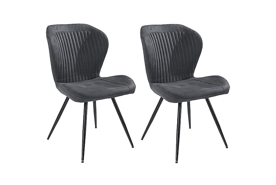 Home4You Polsterstuhl 2er Set, Anthrazit, Schwarz, günstig online kaufen
