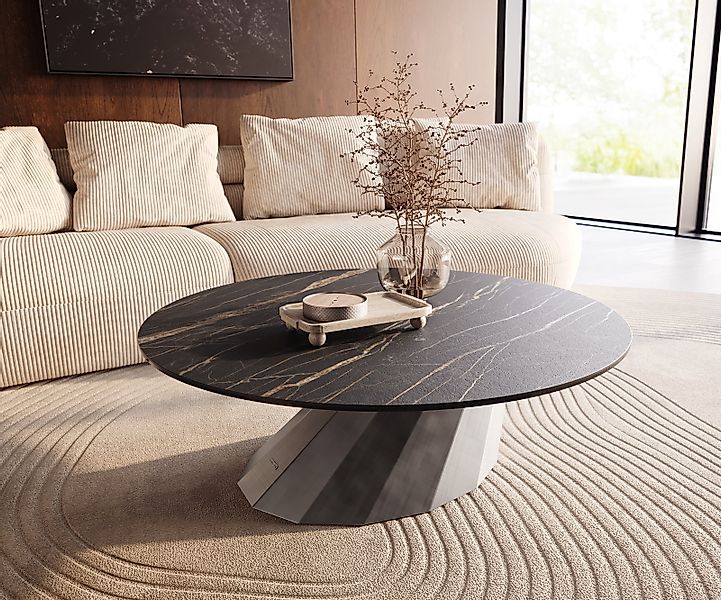 Couchtisch Edge Rund 100x100 cm Keramik Laminam® Noir Desir Braun Parabi Me günstig online kaufen