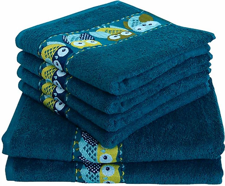 Dyckhoff Handtuch Set »Eulen« 6 Stk. Frottier 4 Handtücher (50 x 100 cm); 2 günstig online kaufen