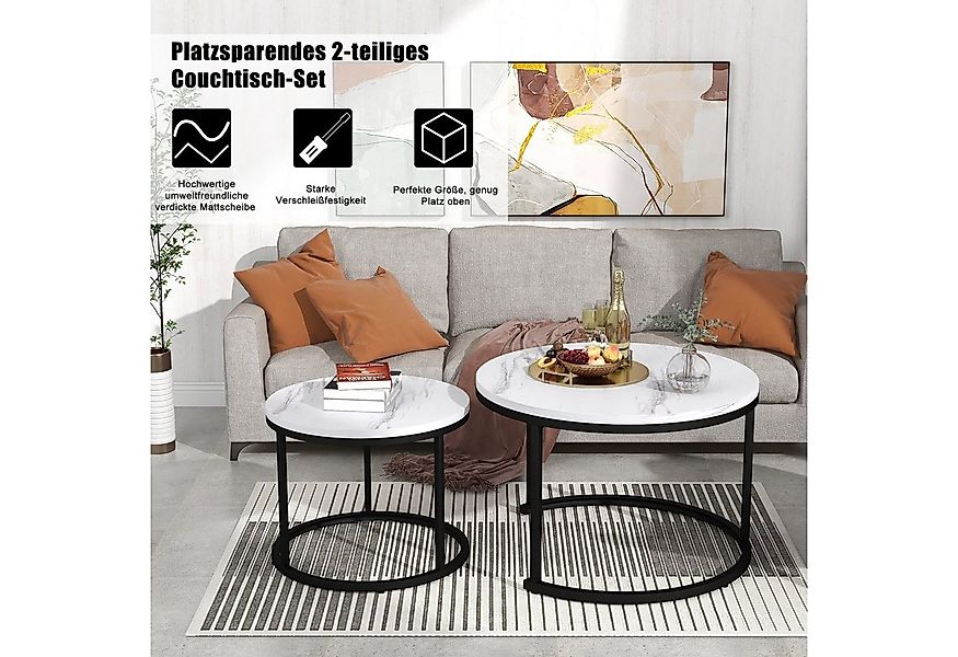 HAUSS SPOLE Couchtisch Runder Couchtisch 2er Set Satz Kaffeetisch Beistellt günstig online kaufen