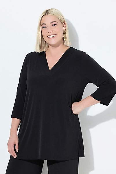 Ulla Popken Longshirt Longshirt A-Linie V-Ausschnitt günstig online kaufen