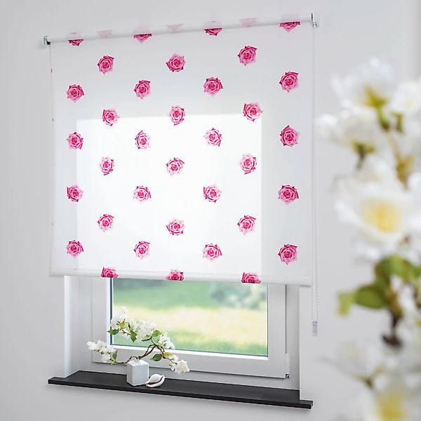 Liedeco Seitenzugrollo "Rosen" Lichtschutz freihängend Seitenzugrollo, Kett günstig online kaufen