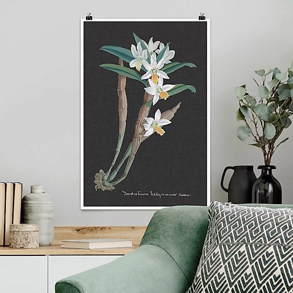 Poster Weiße Orchidee auf Leinen I günstig online kaufen