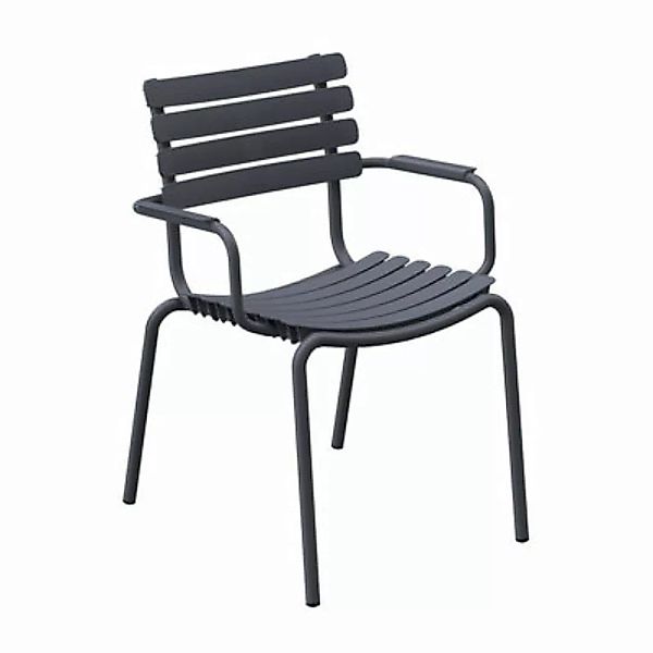 Stapelbarer Sessel ReCLIPS plastikmaterial grau / Armlehnen aus Metall - Re günstig online kaufen