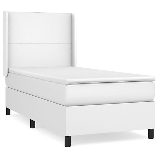 vidaXL Boxspringbett, Boxbett mit Matratze Weiß 90x200 cm Kunstleder günstig online kaufen