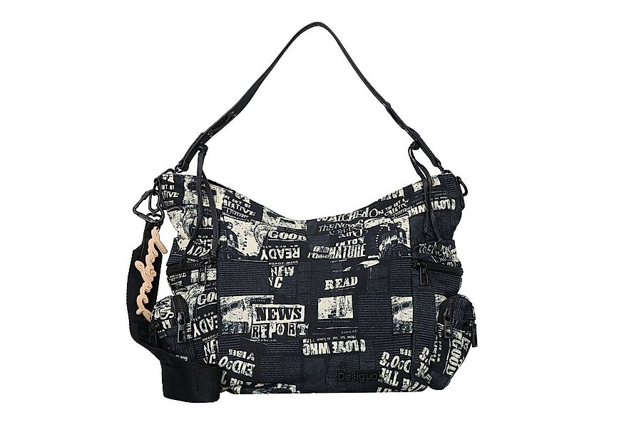 Desigual Schultertasche Newspaper, Baumwolle günstig online kaufen