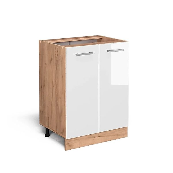 Vicco Unterschrank R-Line, Weiß Hochglanz/Goldkraft Eiche, 60 cm ohne Arbei günstig online kaufen
